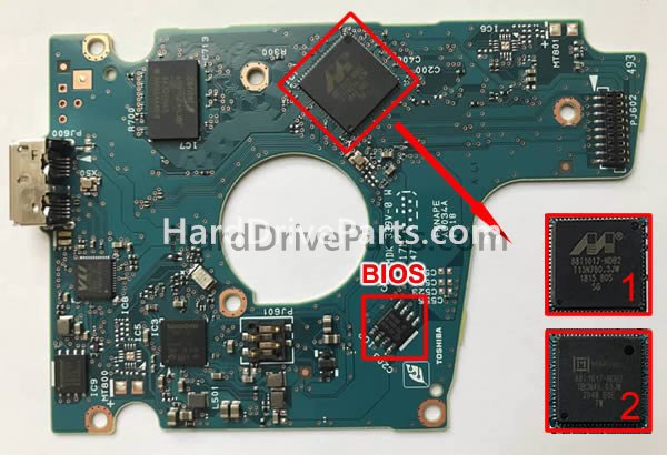 Scambia il chip del bios su G0034A Scheda Elettronica Hard Disk Toshiba